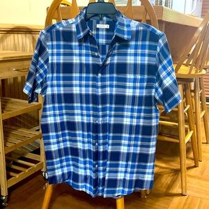 Mens Short Sleeve Plaid Button Down